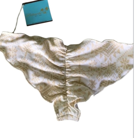 NWT Letarte cheeky bikini bottoms white gold  pattern Size S - Picture 2 of 6